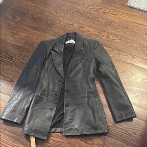 Veda Black Leather Blazer